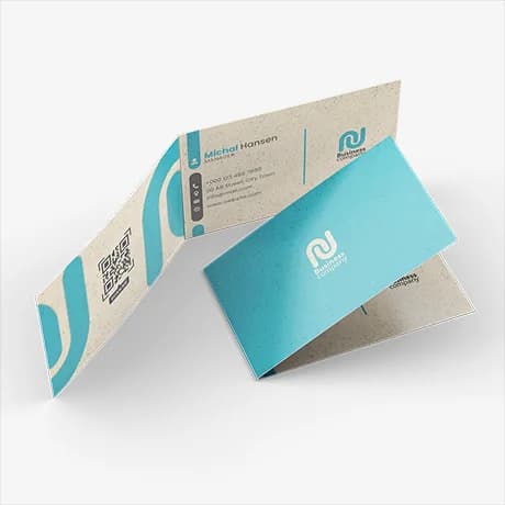 Cartes de visite pliables écologiques personnalisées en 
papier durable et respectueux de l’environnement.