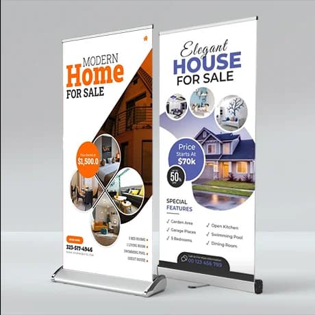 Roll-up banner met strak design voor evenementen en reclame